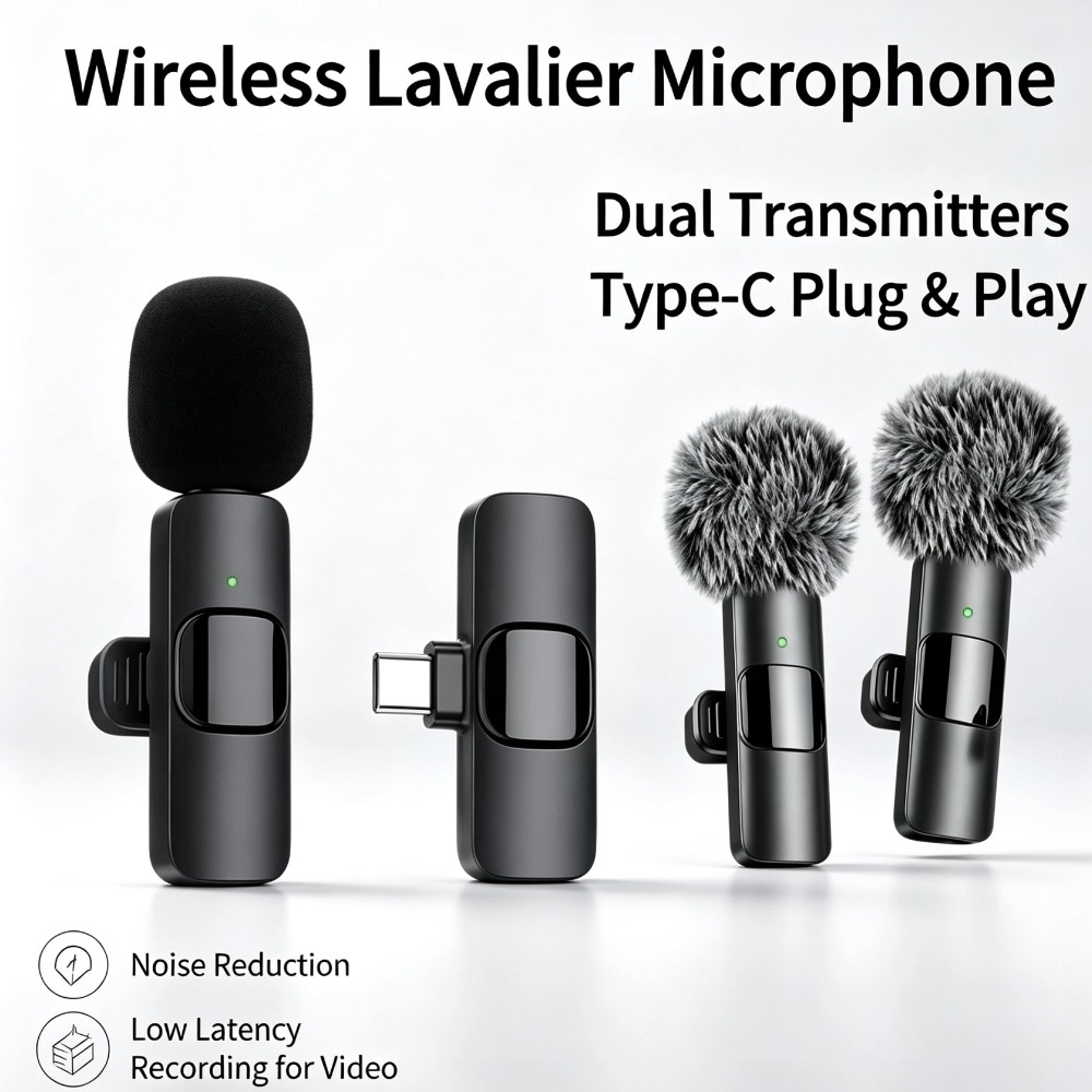 Wireless Mic For Smartphone Video Recording - ميكروفون لافالير لاسلكي من نوع C