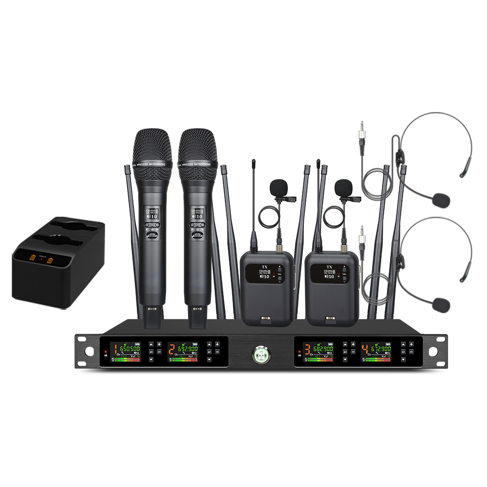 Dual Channel Wireless Lapel Mic System - نظام ميكروفون لاسلكي UHF ذاتي المسح