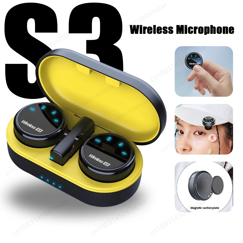 Wireless Mic For Smartphone Video Recording - ميكروفون لاسلكي S3 مع علبة شحن،