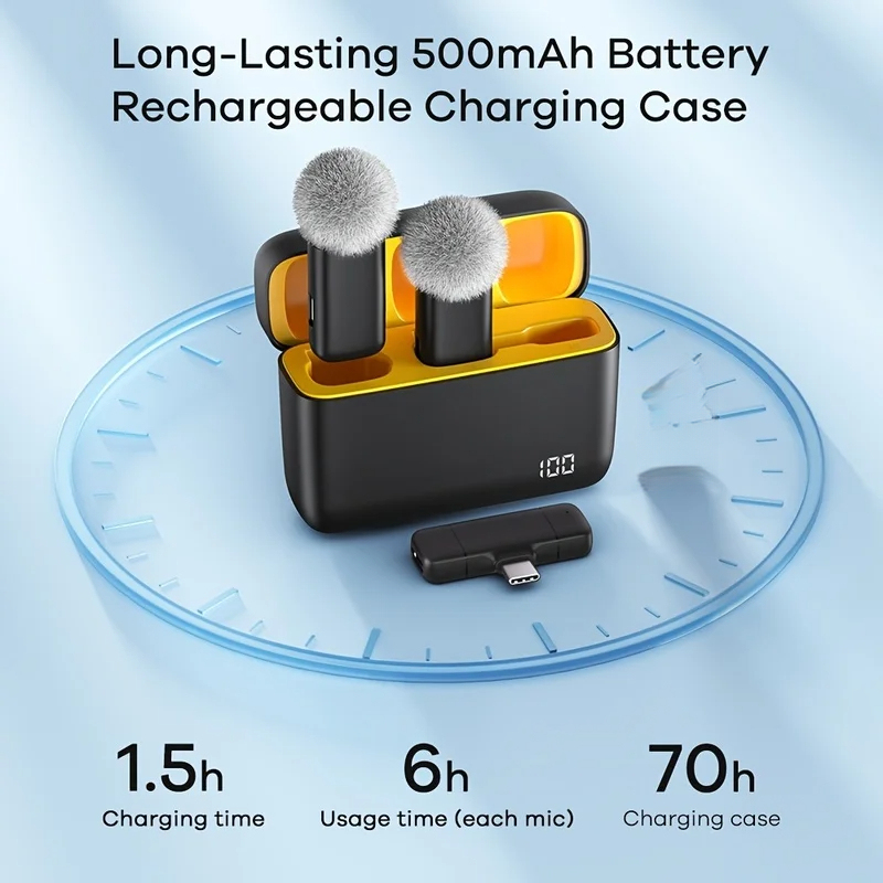 Smart Noise Reduction Lapel Microphone - علبة شحن قابلة لإعادة الشحن، نظام
