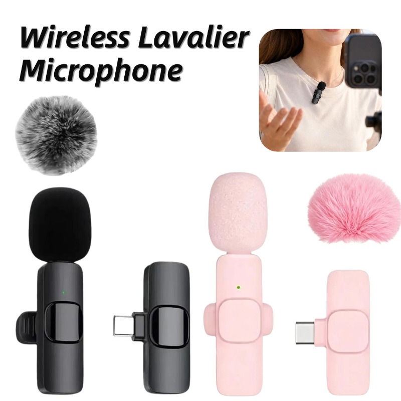 Wireless Lavalier Microphone Type C Lightning - ميكروفون لافالييه لاسلكي مزدوج مع خاصية