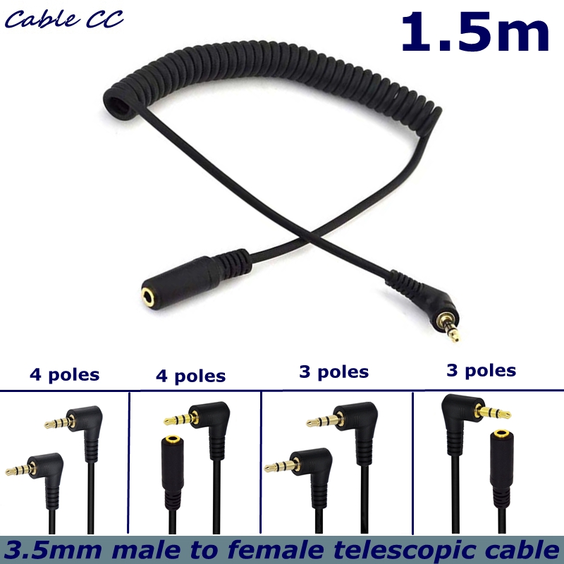 3.5Mm Trs To Trrs Adapter Audio Cable - كابل حلزوني مرن بزاوية 90 درجة