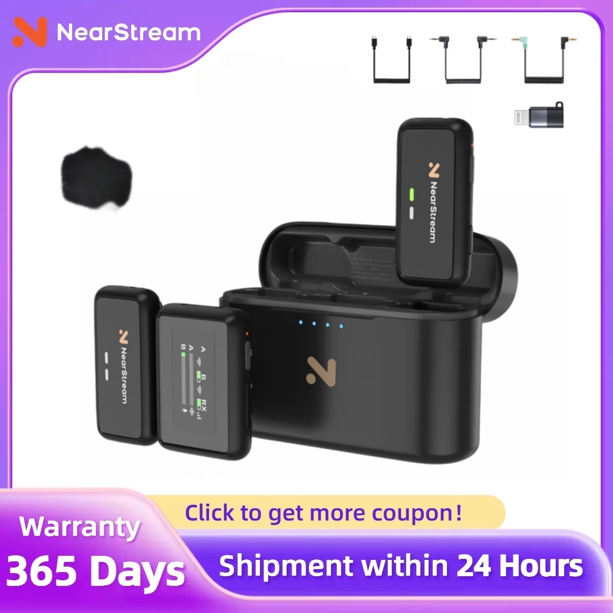 Wireless Podcast Microphone Dual Mic - ميكروفون لافالير لاسلكي NearStream 1-2 بتقنية