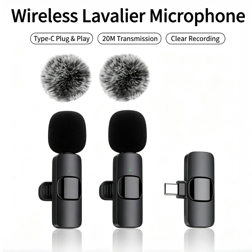 Wireless Mic For Smartphone Video Recording - ميكروفون لافالير لاسلكي لتسجيل الصوت والفيديو