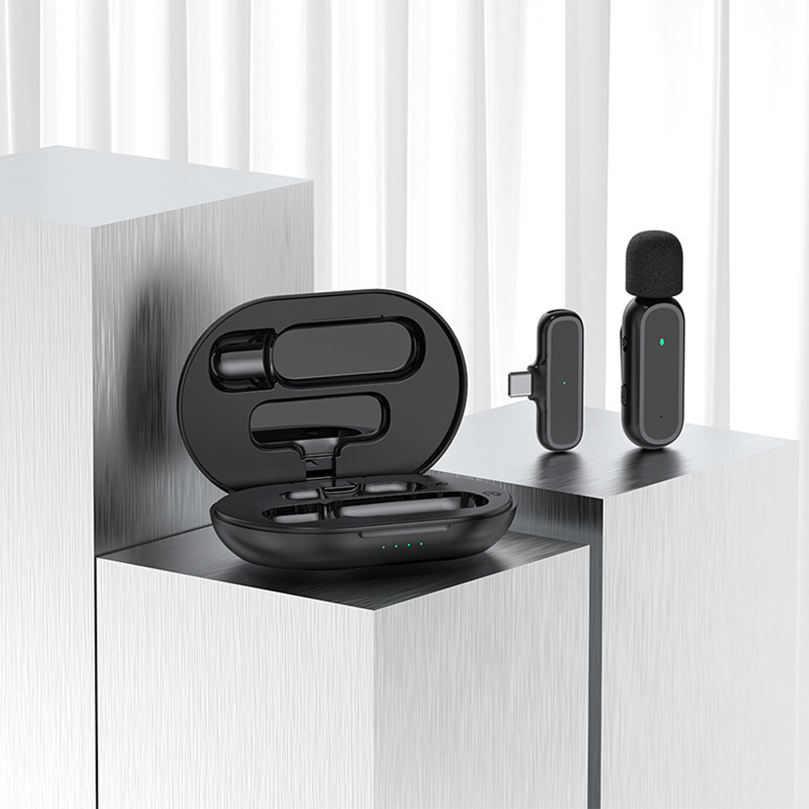 ميكروفون لاسلكي مع صندوق شحن ، - مراجعة Wireless Mic For Smartphone Video Recording وسعره