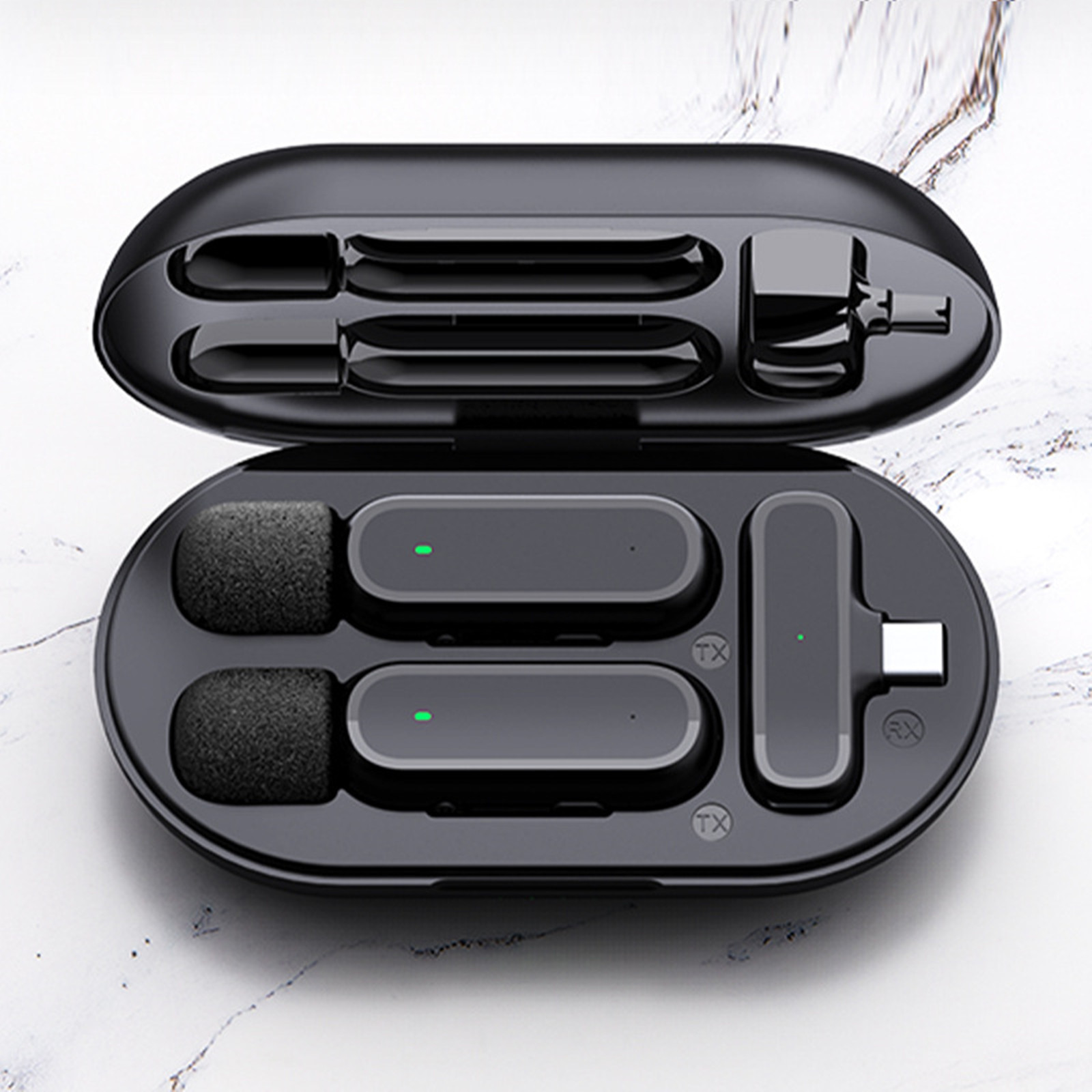 ميكروفون لاسلكي مع صندوق شحن ، - مراجعة Wireless Mic For Smartphone Video Recording وسعره