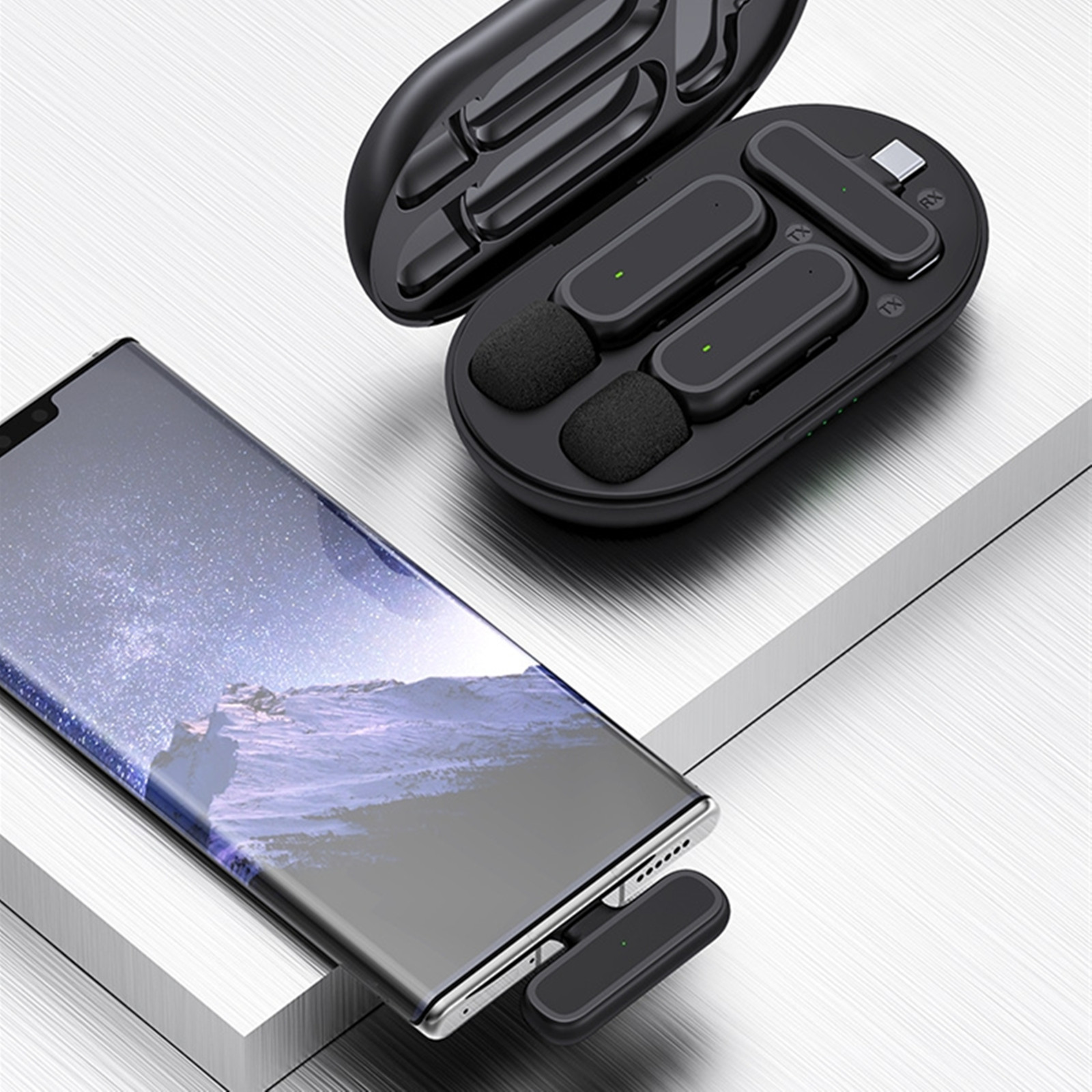 ميكروفون لاسلكي مع صندوق شحن ، - مراجعة Wireless Mic For Smartphone Video Recording وسعره