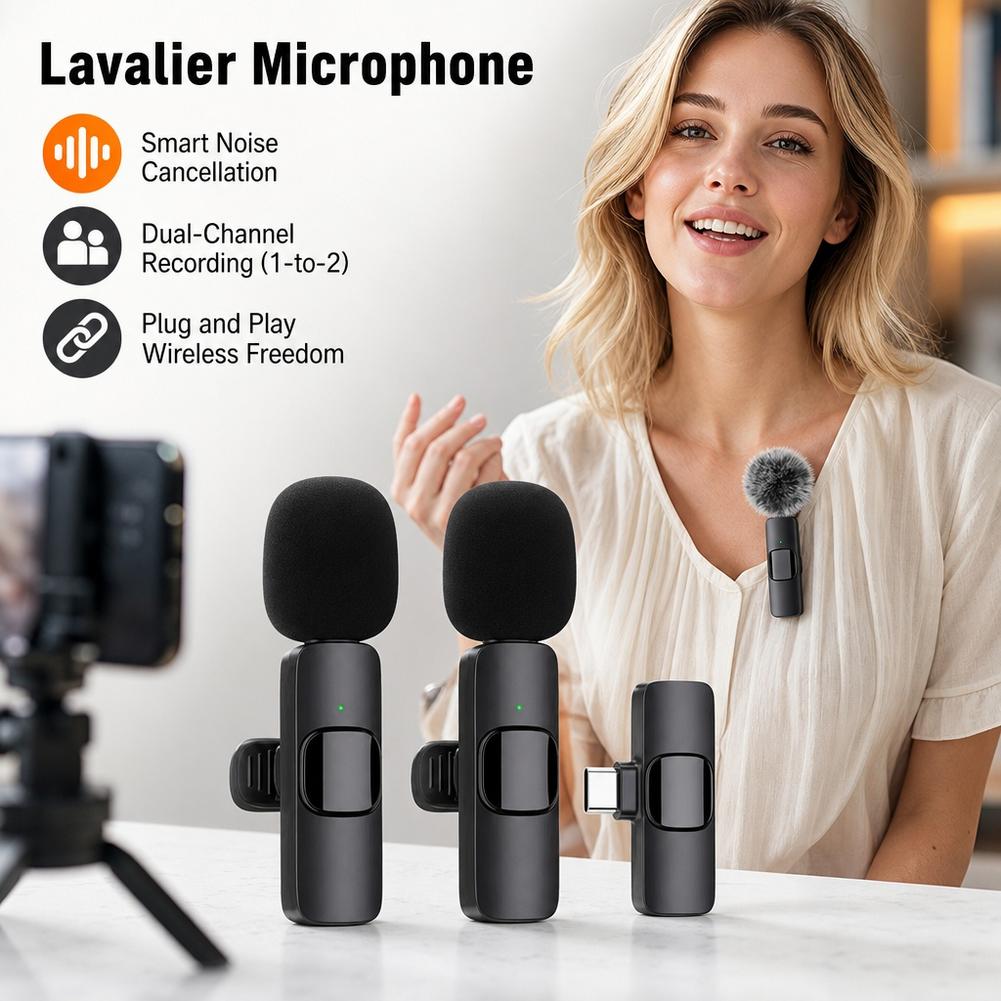 ميكروفون لافالييه لاسلكي ثنائي - مراجعة Smart Noise Reduction Lapel Microphone وسعره