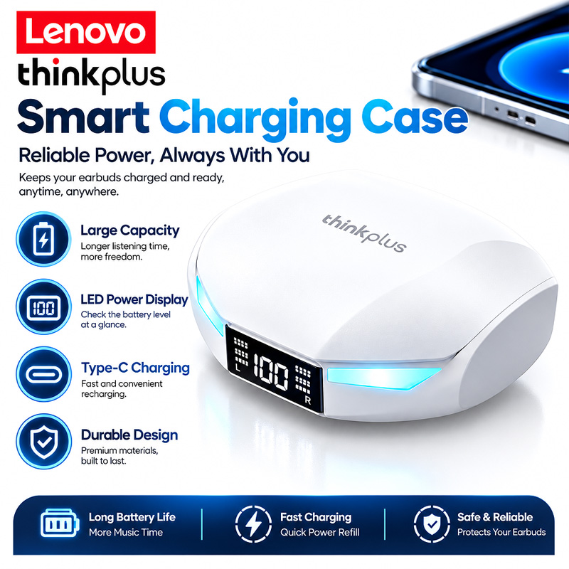 سماعات أذن لاسلكية Lenovo XT53 - مراجعة Charging Case For Wireless Microphones وسعره