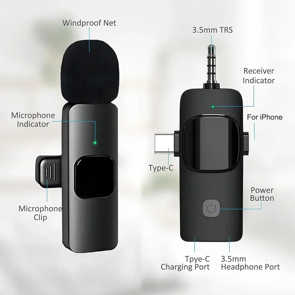 ميكروفون لافالير لاسلكي للهوات - مراجعة Wireless Mic For Smartphone Video Recording وسعره
