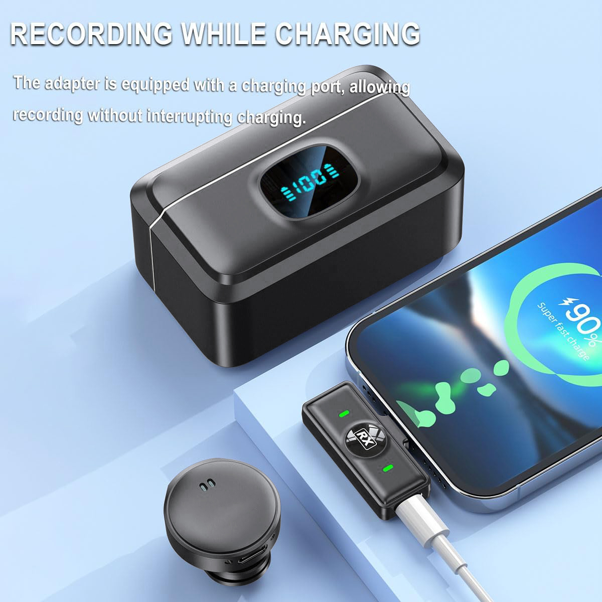 ميكروفون لاسلكي (2 TX + 1 RX + - مراجعة Charging Case For Wireless Microphones وسعره
