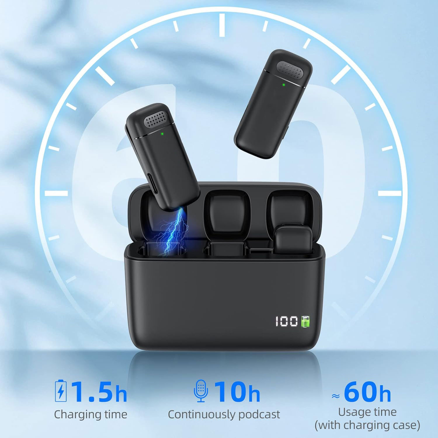 ميكروفون لاسلكي مزدوج مع علبة  - مراجعة Charging Case For Wireless Microphones وسعره