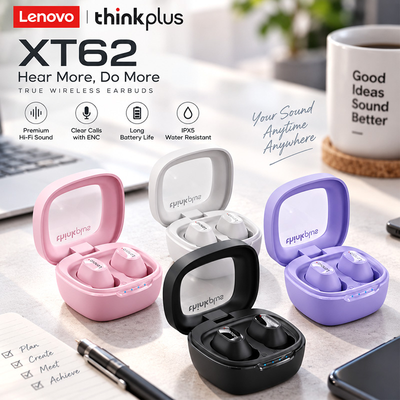 سماعات لينوفو XT62 اللاسلكية ب - مراجعة Charging Case For Wireless Microphones وسعره