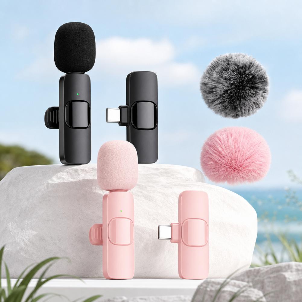 ميكروفون لافالييه لاسلكي مزدوج - مراجعة Wireless Lavalier Microphone Type C Lightning وسعره
