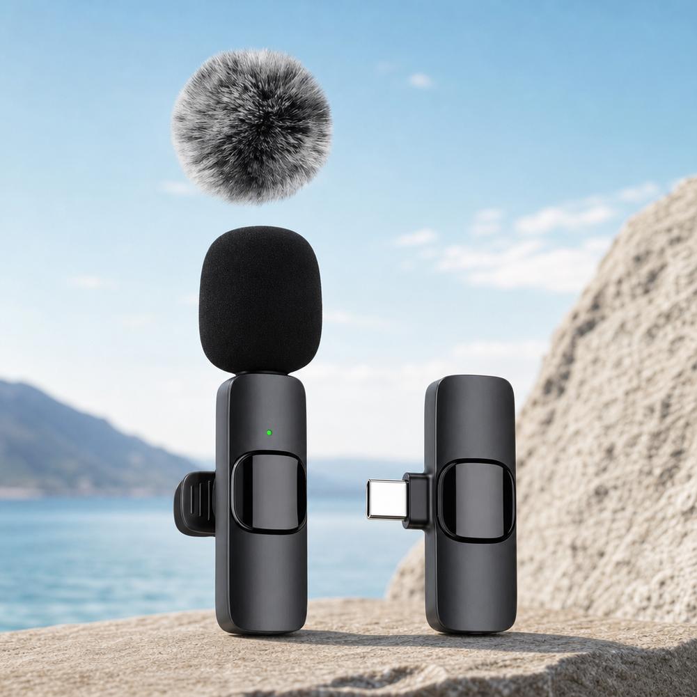 ميكروفون لافالييه لاسلكي مزدوج - مراجعة Wireless Lavalier Microphone Type C Lightning وسعره