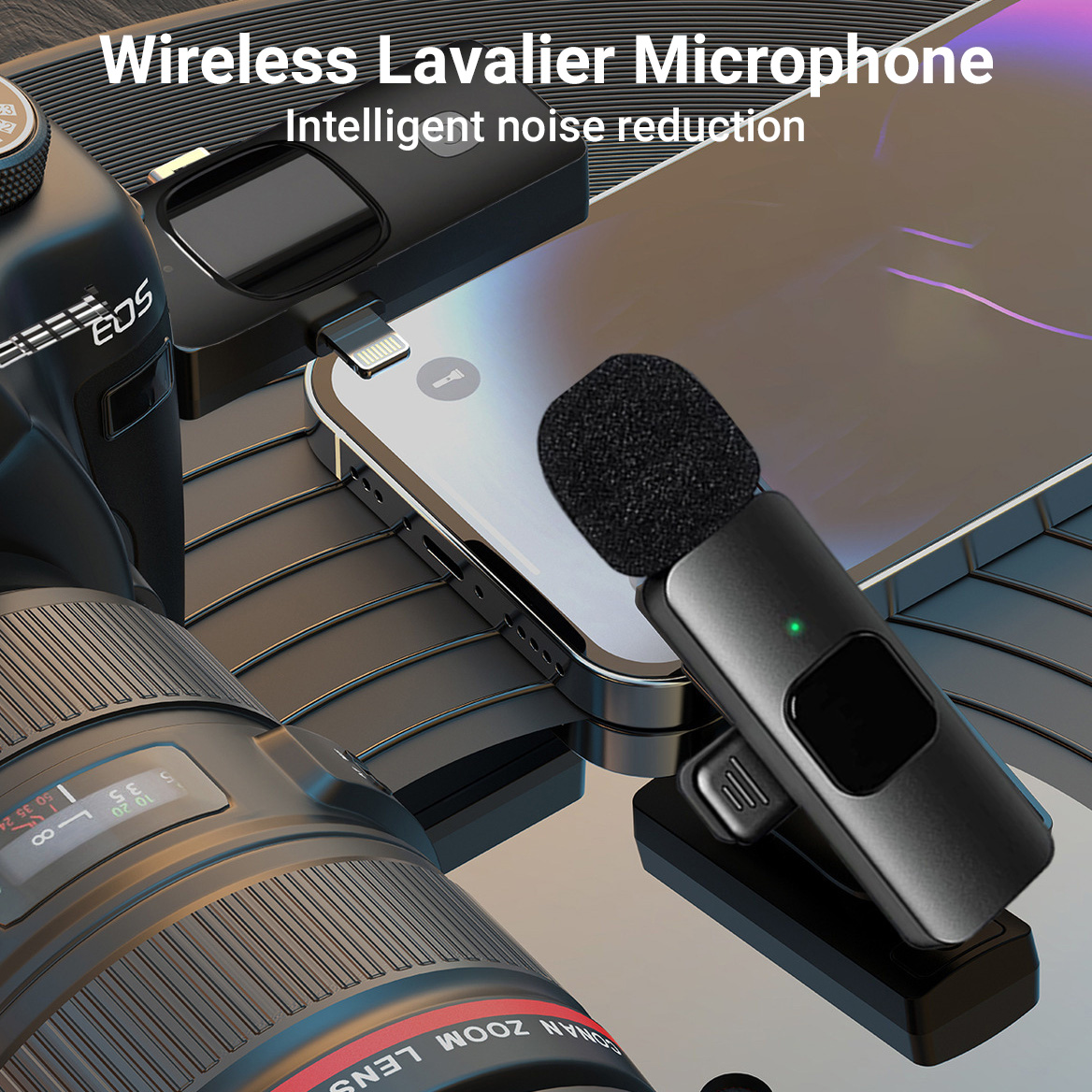 ميكروفون لافالير لاسلكي 3 في 1 - مراجعة Wireless Podcast Microphone Dual Mic وسعره