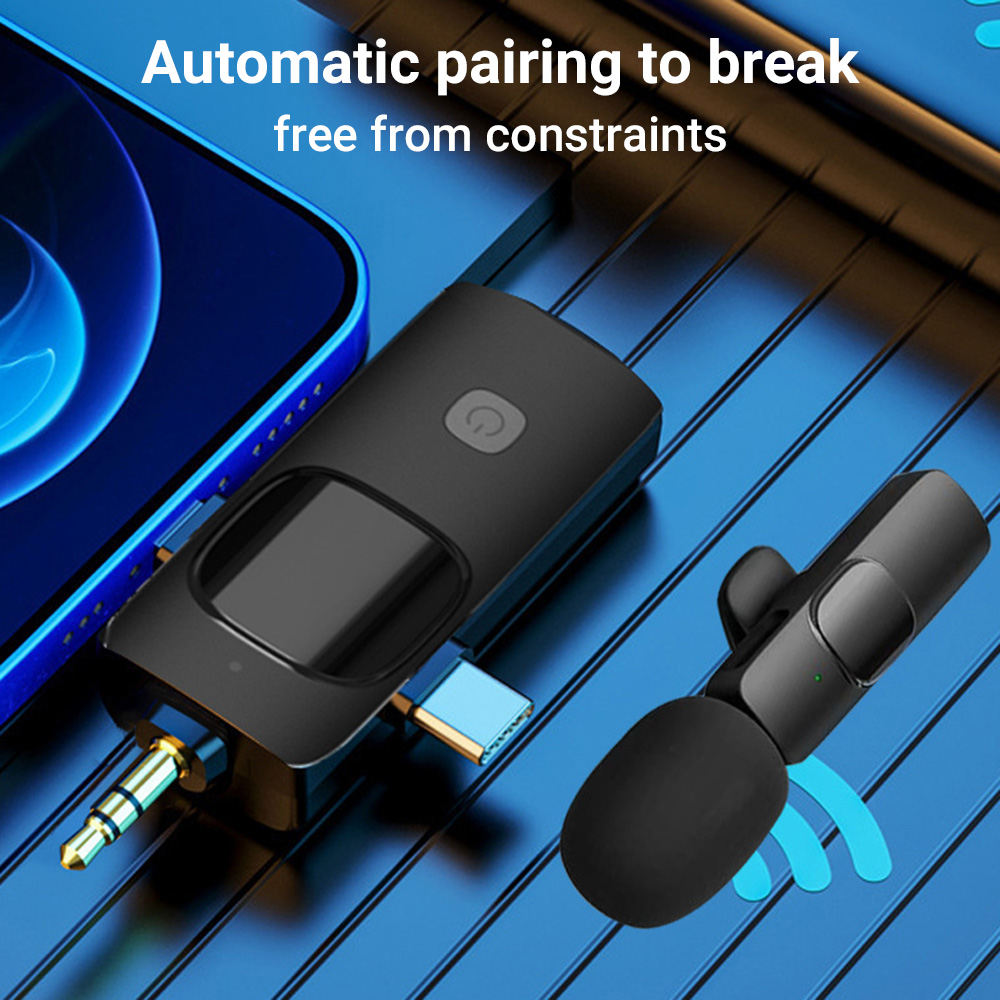 ميكروفون لافالير لاسلكي 3 في 1 - مراجعة Wireless Podcast Microphone Dual Mic وسعره