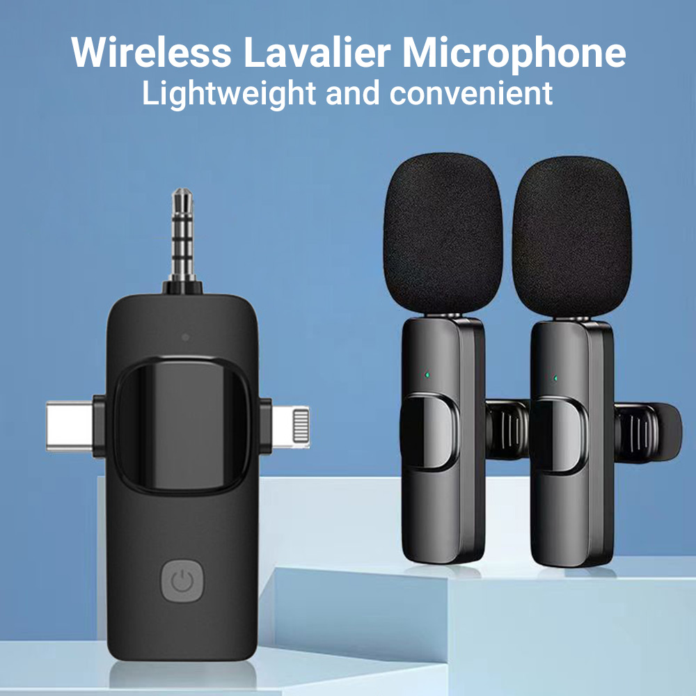 ميكروفون لافالير لاسلكي 3 في 1 - مراجعة Wireless Podcast Microphone Dual Mic وسعره