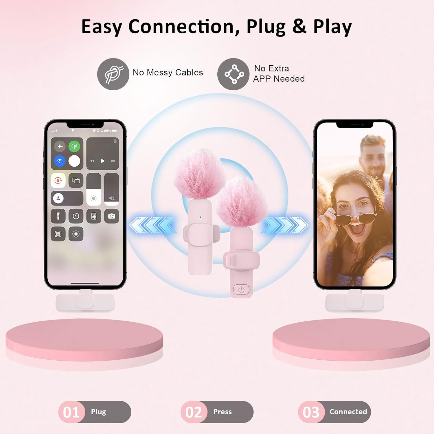 ميكروفون لاسلكي جديد وردي اللو - مراجعة Wireless Mic For Smartphone Video Recording وسعره