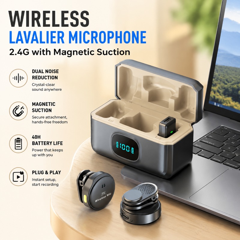 ميكروفون لافالير لاسلكي مغناطي - مراجعة Magnetic Lavalier Microphone Clip On وسعره